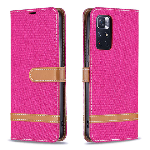 Custodia Portafoglio In Pelle Cover con Supporto B16F per Xiaomi Redmi Note 11S 5G Rosa Caldo