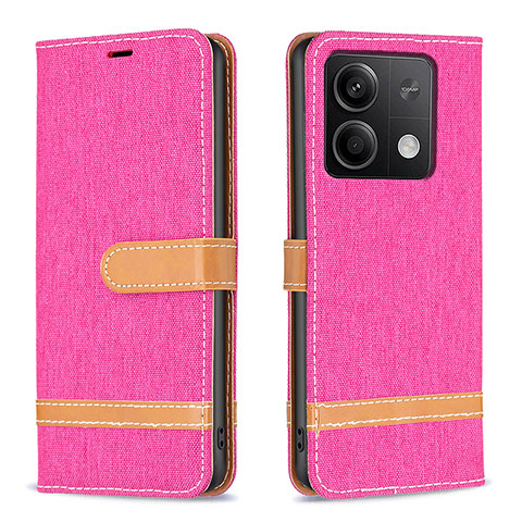 Custodia Portafoglio In Pelle Cover con Supporto B16F per Xiaomi Redmi Note 13 5G Rosa Caldo