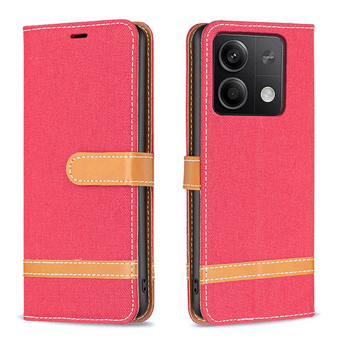 Custodia Portafoglio In Pelle Cover con Supporto B16F per Xiaomi Redmi Note 13 5G Rosso