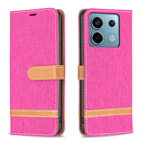 Custodia Portafoglio In Pelle Cover con Supporto B16F per Xiaomi Redmi Note 13 Pro 5G Rosa Caldo