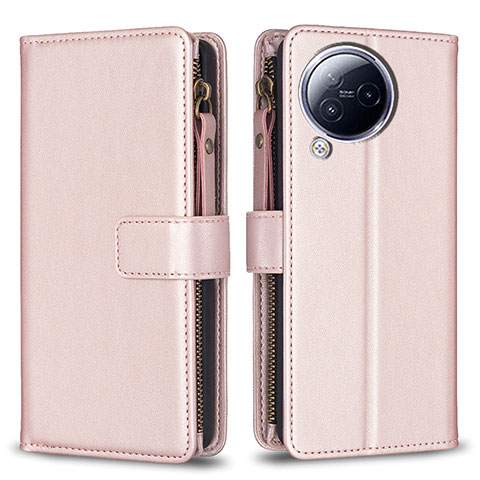 Custodia Portafoglio In Pelle Cover con Supporto B17F per Xiaomi Civi 3 5G Oro Rosa