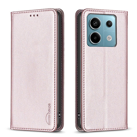Custodia Portafoglio In Pelle Cover con Supporto B22F per Xiaomi Redmi Note 13 Pro 5G Oro Rosa