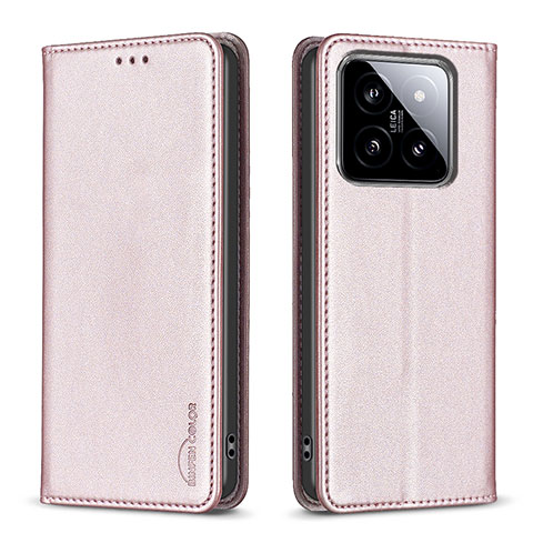 Custodia Portafoglio In Pelle Cover con Supporto B24F per Xiaomi Mi 14 5G Oro Rosa