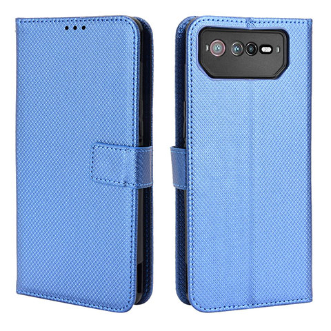 Custodia Portafoglio In Pelle Cover con Supporto BY1 per Asus ROG Phone 6 Blu