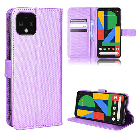 Custodia Portafoglio In Pelle Cover con Supporto BY1 per Google Pixel 4 XL Viola