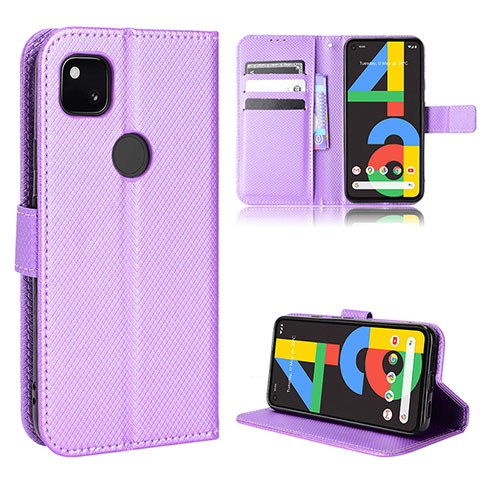 Custodia Portafoglio In Pelle Cover con Supporto BY1 per Google Pixel 4a Viola