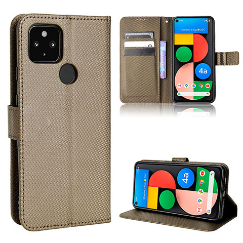 Custodia Portafoglio In Pelle Cover con Supporto BY1 per Google Pixel 5 XL 5G Marrone