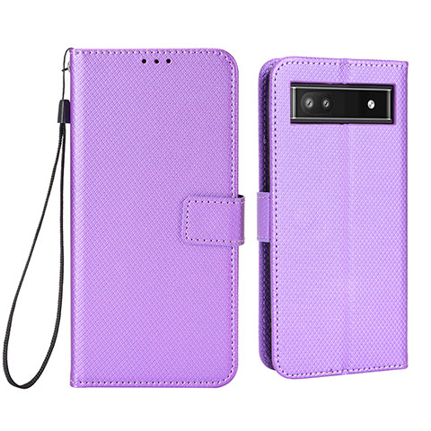Custodia Portafoglio In Pelle Cover con Supporto BY1 per Google Pixel 6a 5G Viola