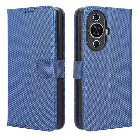 Custodia Portafoglio In Pelle Cover con Supporto BY1 per Huawei Nova 11 Pro Blu