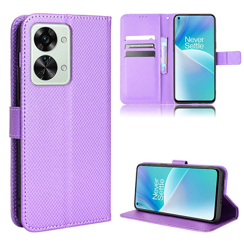 Custodia Portafoglio In Pelle Cover con Supporto BY1 per OnePlus Nord 2T 5G Viola