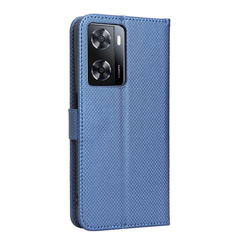 Custodia Portafoglio In Pelle Cover con Supporto BY1 per Oppo A57 4G Blu