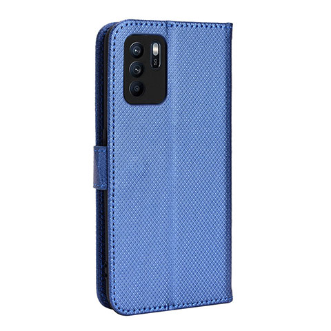 Custodia Portafoglio In Pelle Cover con Supporto BY1 per Oppo Reno6 Z 5G Blu