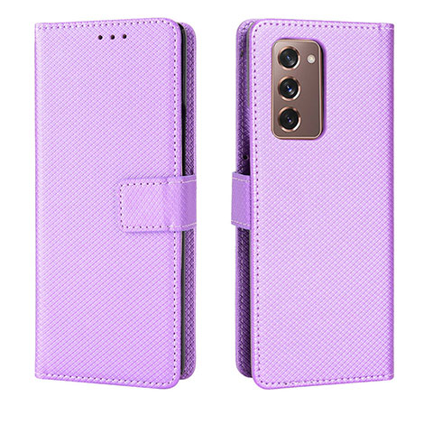 Custodia Portafoglio In Pelle Cover con Supporto BY1 per Samsung Galaxy Z Fold2 5G Viola