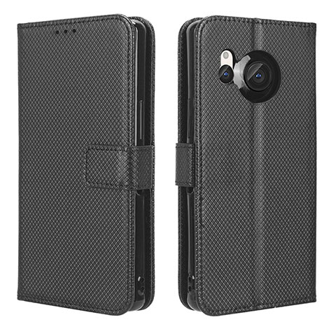 Custodia Portafoglio In Pelle Cover con Supporto BY1 per Sharp Aquos R8 Nero