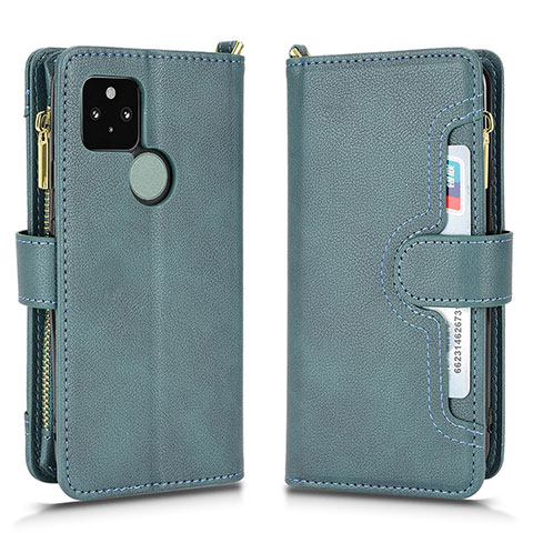 Custodia Portafoglio In Pelle Cover con Supporto BY2 per Google Pixel 5 Verde