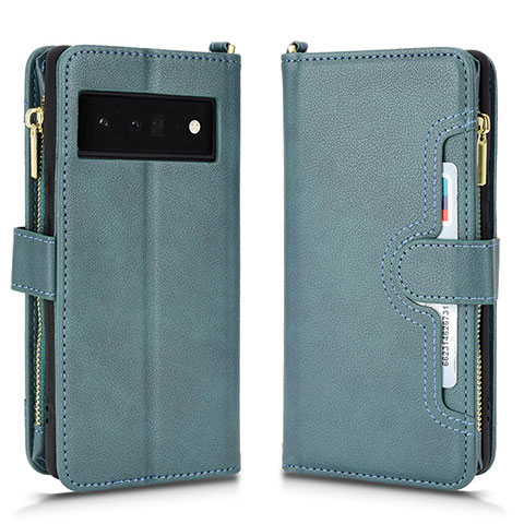 Custodia Portafoglio In Pelle Cover con Supporto BY2 per Google Pixel 6 Pro 5G Verde