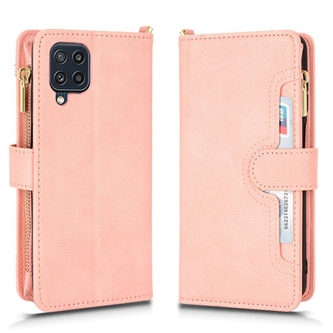 Custodia Portafoglio In Pelle Cover con Supporto BY2 per Samsung Galaxy M22 4G Oro Rosa