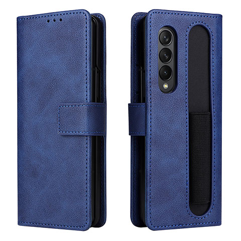 Custodia Portafoglio In Pelle Cover con Supporto BY2 per Samsung Galaxy Z Fold3 5G Blu