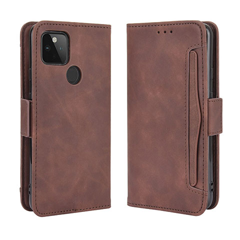 Custodia Portafoglio In Pelle Cover con Supporto BY3 per Google Pixel 4a 5G Marrone