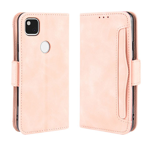 Custodia Portafoglio In Pelle Cover con Supporto BY3 per Google Pixel 4a Rosa