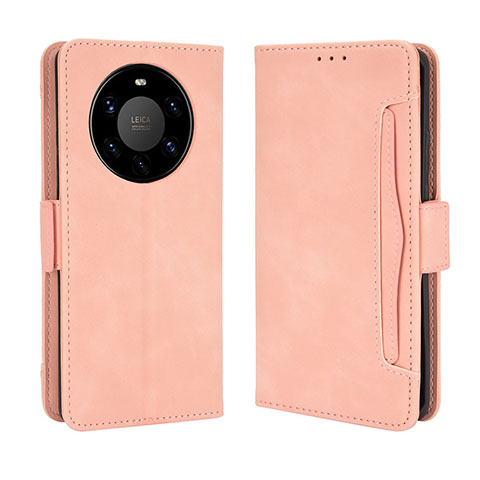 Custodia Portafoglio In Pelle Cover con Supporto BY3 per Huawei Mate 40 Pro+ Plus Rosa