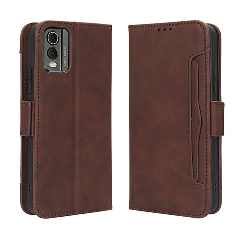 Custodia Portafoglio In Pelle Cover con Supporto BY3 per Nokia C32 Marrone