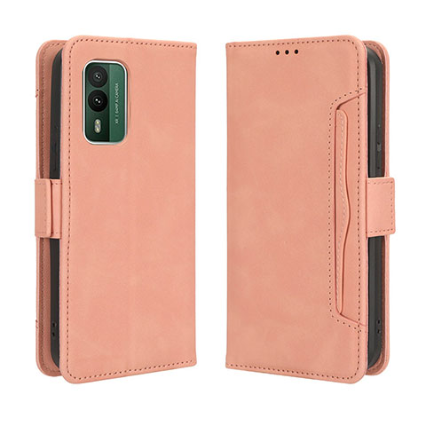 Custodia Portafoglio In Pelle Cover con Supporto BY3 per Nokia XR21 Rosa