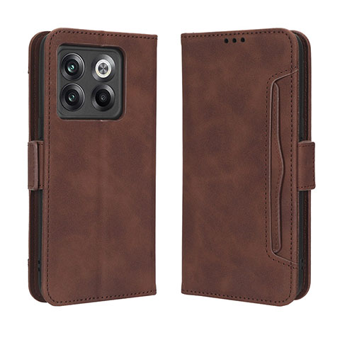 Custodia Portafoglio In Pelle Cover con Supporto BY3 per OnePlus 10T 5G Marrone