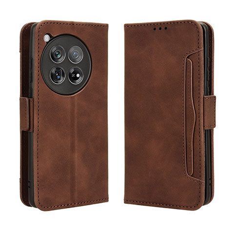 Custodia Portafoglio In Pelle Cover con Supporto BY3 per OnePlus 12R 5G Marrone
