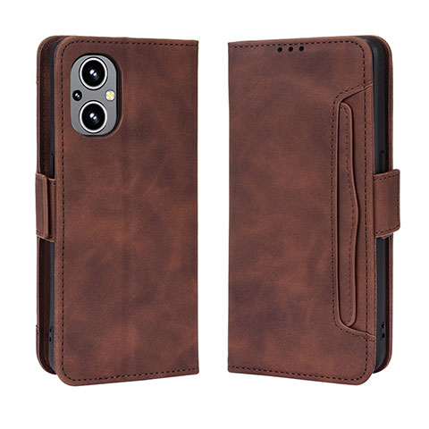 Custodia Portafoglio In Pelle Cover con Supporto BY3 per OnePlus Nord N20 5G Marrone