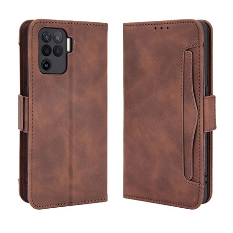 Custodia Portafoglio In Pelle Cover con Supporto BY3 per Oppo A94 4G Marrone