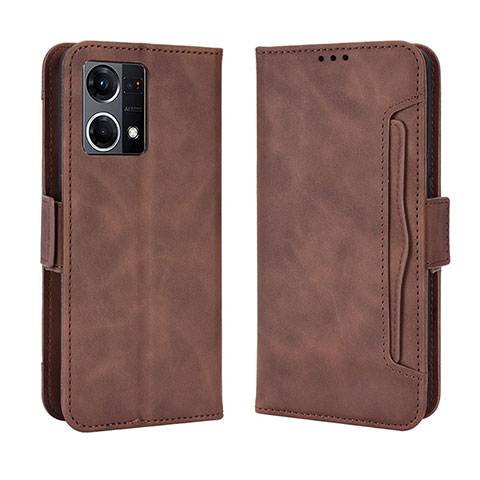 Custodia Portafoglio In Pelle Cover con Supporto BY3 per Oppo F21 Pro 4G Marrone