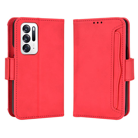 Custodia Portafoglio In Pelle Cover con Supporto BY3 per Oppo Find N 5G Rosso