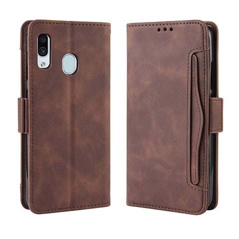 Custodia Portafoglio In Pelle Cover con Supporto BY3 per Samsung Galaxy A20e Marrone