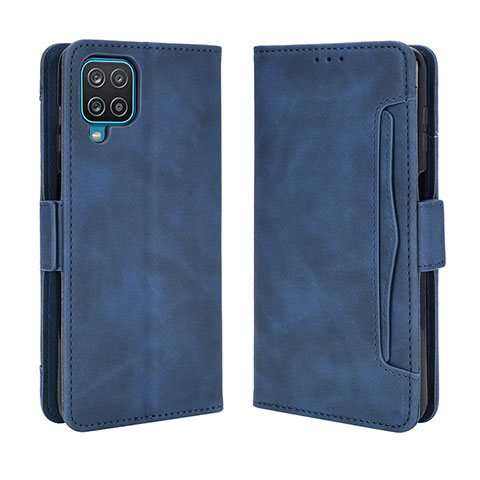 Custodia Portafoglio In Pelle Cover con Supporto BY3 per Samsung Galaxy F12 Blu