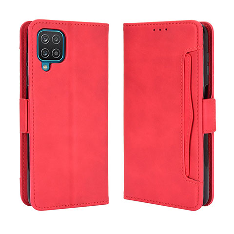 Custodia Portafoglio In Pelle Cover con Supporto BY3 per Samsung Galaxy F12 Rosso