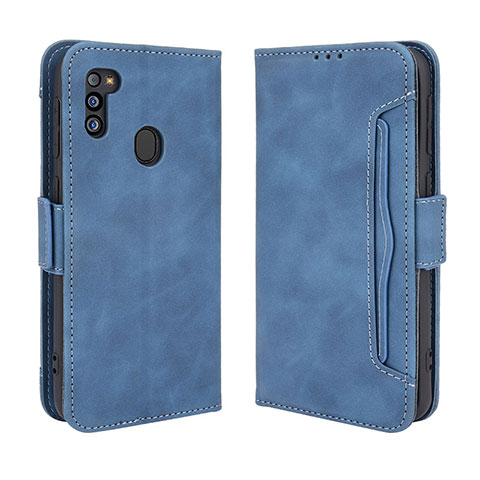 Custodia Portafoglio In Pelle Cover con Supporto BY3 per Samsung Galaxy M21 (2021) Blu