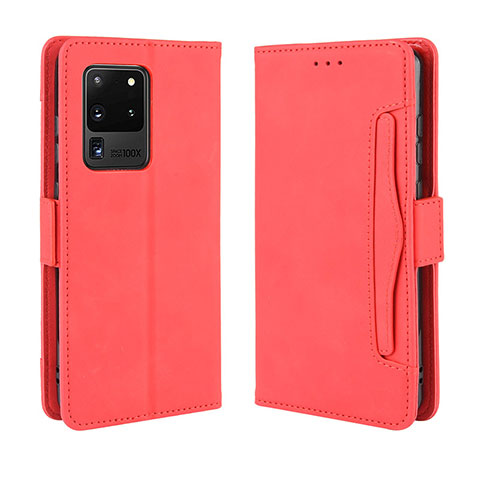 Custodia Portafoglio In Pelle Cover con Supporto BY3 per Samsung Galaxy S20 Ultra 5G Rosso