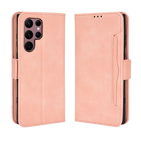 Custodia Portafoglio In Pelle Cover con Supporto BY3 per Samsung Galaxy S23 Ultra 5G Rosa