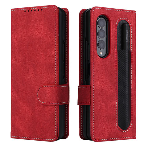 Custodia Portafoglio In Pelle Cover con Supporto BY3 per Samsung Galaxy Z Fold4 5G Rosso