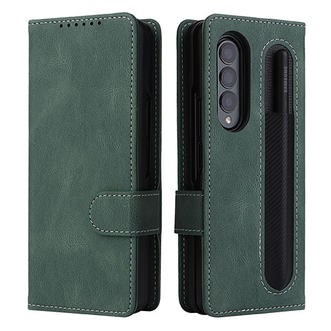 Custodia Portafoglio In Pelle Cover con Supporto BY3 per Samsung Galaxy Z Fold4 5G Verde