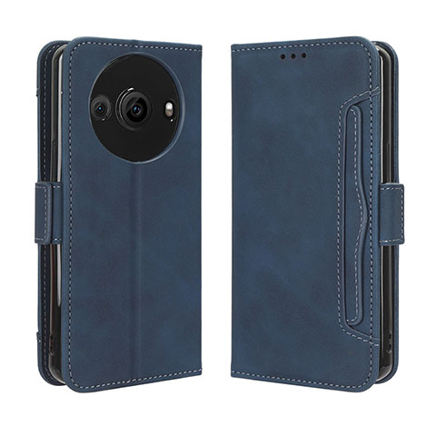 Custodia Portafoglio In Pelle Cover con Supporto BY3 per Sharp Aquos R8 Pro Blu