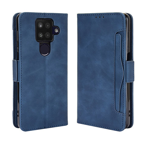 Custodia Portafoglio In Pelle Cover con Supporto BY3 per Sharp Aquos Sense4 Plus Blu