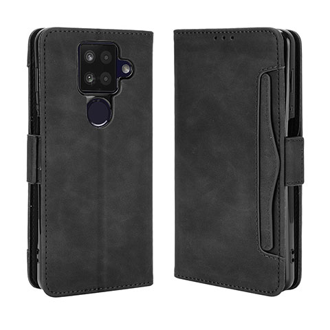 Custodia Portafoglio In Pelle Cover con Supporto BY3 per Sharp Aquos Sense4 Plus Nero