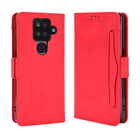 Custodia Portafoglio In Pelle Cover con Supporto BY3 per Sharp Aquos Sense4 Plus Rosso