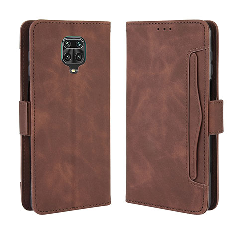 Custodia Portafoglio In Pelle Cover con Supporto BY3 per Xiaomi Redmi Note 9 Pro Marrone