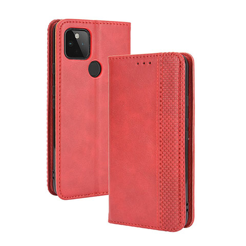 Custodia Portafoglio In Pelle Cover con Supporto BY4 per Google Pixel 4a 5G Rosso