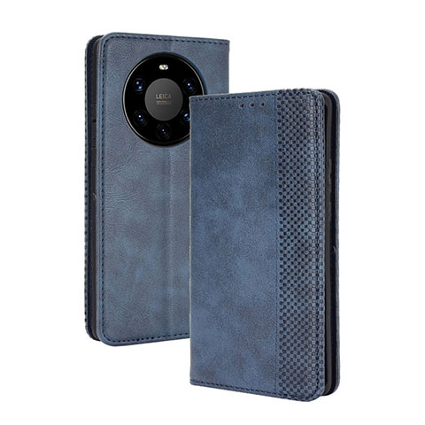 Custodia Portafoglio In Pelle Cover con Supporto BY4 per Huawei Mate 40 Pro+ Plus Blu