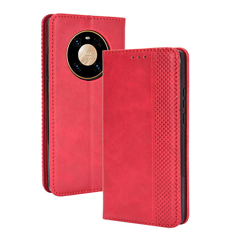 Custodia Portafoglio In Pelle Cover con Supporto BY4 per Huawei Mate 40 Pro Rosso