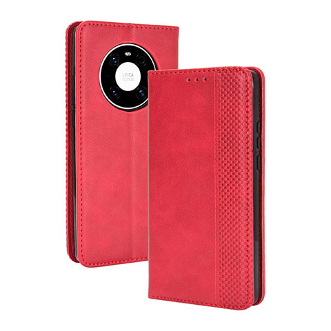 Custodia Portafoglio In Pelle Cover con Supporto BY4 per Huawei Mate 40 Rosso